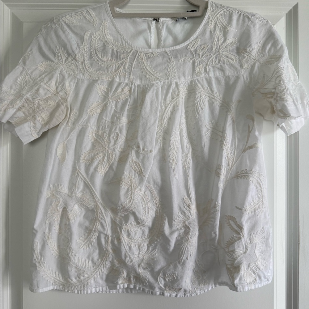 Madewell White Embroidered Women's Top
